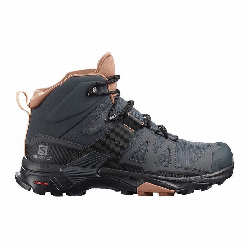 Salomon Israel X ULTRA 4 MID GORE-TEX - Womens Hiking Boots - Dark Grey/Cream (PQHI-21386)